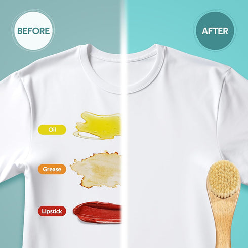 BFWood Laundry Stain Brush, Natural Soft Boar Bristle for Scrubbing Tough Stains on Delicate Fabrics