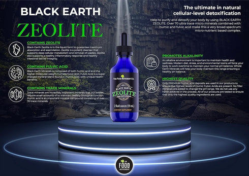 Black Earth Zeolite with Humic Fulvic Acids, 1oz Liquid Pump Spray Supplement for Gut Health, Immune Support (2 Pack)