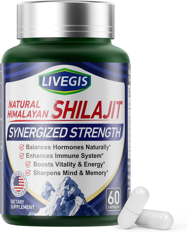 Himalayan Shilajit Capsules Balance Hormones, Boost Immunity, Enhance Vitality & Memory, High-Potency