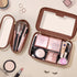 Travel Clear Makeup Bag with Brush Bag, Portable Waterproof Cosmetic Organizer Storage Bag for Women, Brown