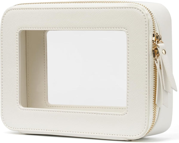 Popvibe Clear Makeup Bag, Travel Cosmetic Case with Zipper, Portable Toiletry Bag for Essentials