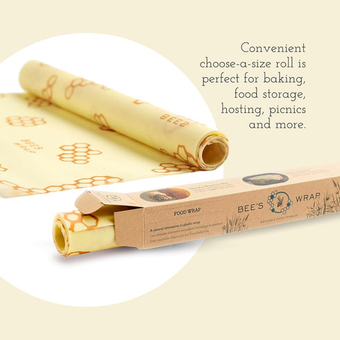 Bee's Wrap Beeswax Wraps for Food - Honeycomb Cut to Size 14x52" Wax Paper Roll, Organic & Eco-Friendly Alternative