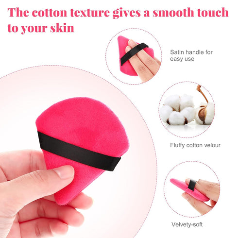 Patelai 15 Pcs Triangle Powder Puff, Ultra Soft Pure Cotton Makeup Puffs, Washable Face Velour for Cosmetic Foundation