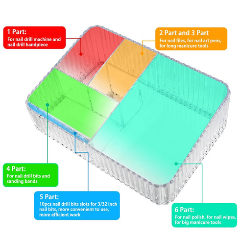 Nail Drill Machine & Bits Storage Box, 10 Holes Transparent Acrylic Holder for Professional Nail Drill Tools
