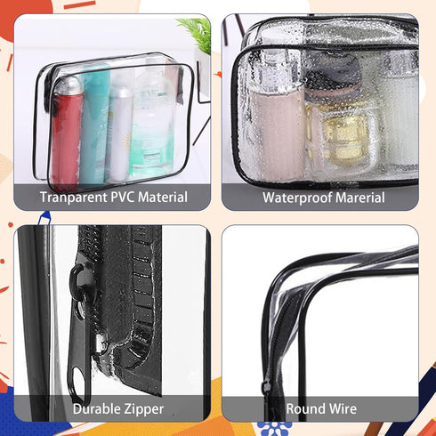 16 Pieces Clear Makeup Bags Bulk - TSA Approved Toiletry Bag for Travel, Waterproof Small Pouches with Zipper