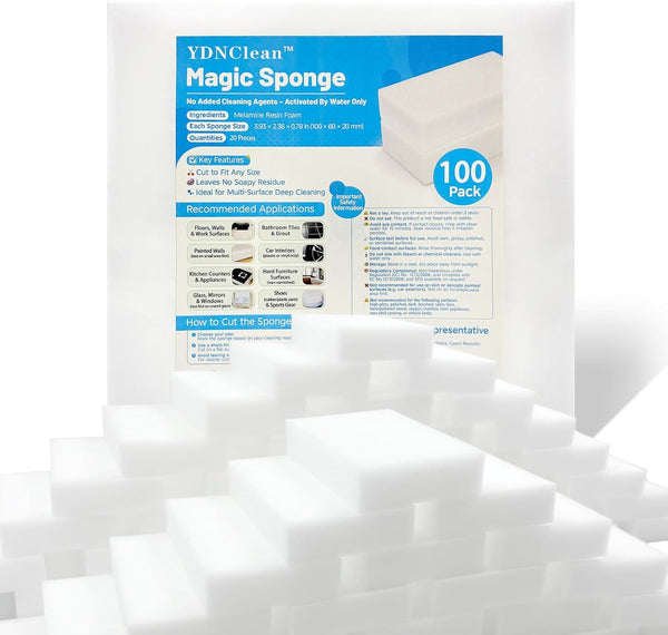 Magic Sponge Erasers, Water-Activated Cleaning Pads Sponge Mop, Bulk Pack Multi-Purpose Melamine