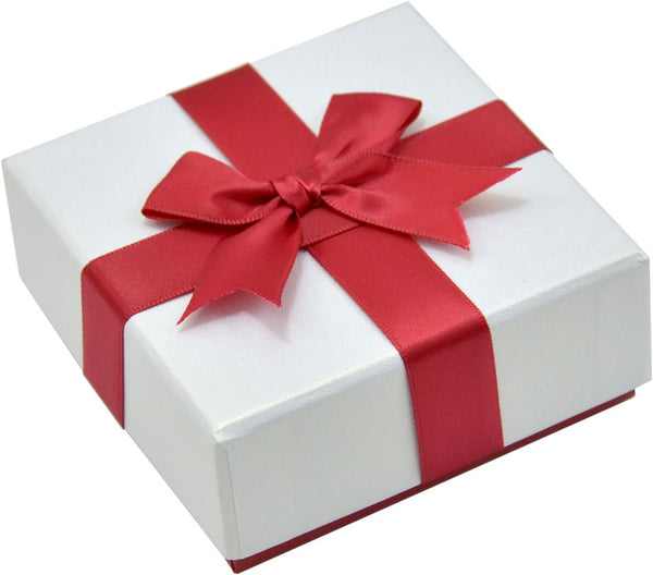 Paialco Jewelry Package Paper Gift Box - Red Ribbon Bow-Knot, 3.75 x 3.75 Inches