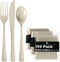 150 Pack Ivory Plastic Cutlery Set, Heavy Duty Disposable Utensil Sets, 50 Forks, 50 Spoons, 50 Knives for Party