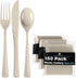 150 Pack Ivory Plastic Cutlery Set, Heavy Duty Disposable Utensil Sets, 50 Forks, 50 Spoons, 50 Knives for Party