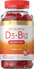 Carlyle Vitamin D3 + B12 Complex Gummies | 90 Count | Vegetarian, Non-GMO, Gluten Free | Strawberry Flavor Supplement