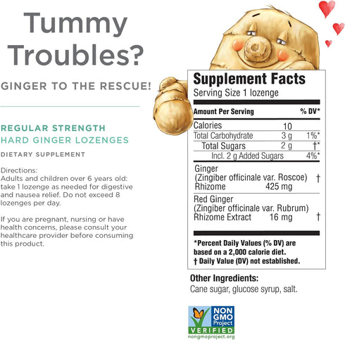 Lozenges 425mg Upset 30 Count (Pack 1) The Ginger People Ginger Rescue Digestive Wellness (Hard) | Regular Strength - |