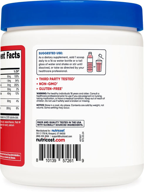 Nutricost Electrolyte Complex Powder (120 Servings, Fruit Punch) - Hydration Supplement Drink Mix
