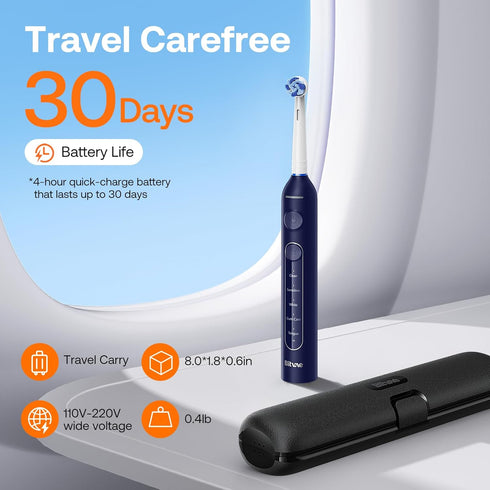 R2 8 5 Bitvae Rotating Travel Electric Toothbrush, Professional Brush Heads, Carrying Case, Teeth Care Modes, Pressure