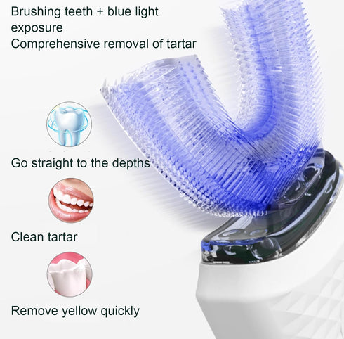 VIDECOR IPX7 360 Electric UShaped Toothbrush, Electric UShaped Toothbrush Smart Teeth Toothbrush Silicone Electric
