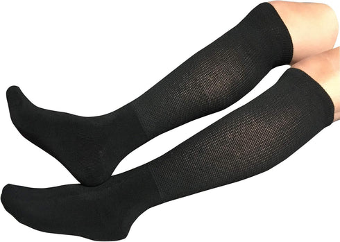 Extra Width Diabetic Socks for Lymphedema - Bariatric Non Binding Knee High Sock for Swollen Feet, 2 Pairs