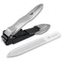 Nail Clippers with Catcher, No Splash Fingernail Toenail Clippers with Sharp Curved Blade and Glass Nail File