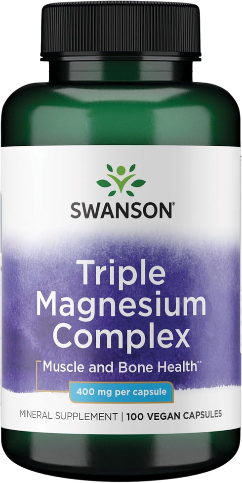 Swanson Triple Magnesium Complex – 100 Capsules, 400mg Each
