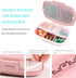 2 Pack Pill Case Organizer, Travel Waterproof Pocket Container with Label, Portable Pink Medicine Case for Vitamins