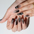 Medium Coffin Press on Nails, Handmade Ombre Black Glitter 3D Chrome False Nails with Glue for Women Girls 10pcs/Box