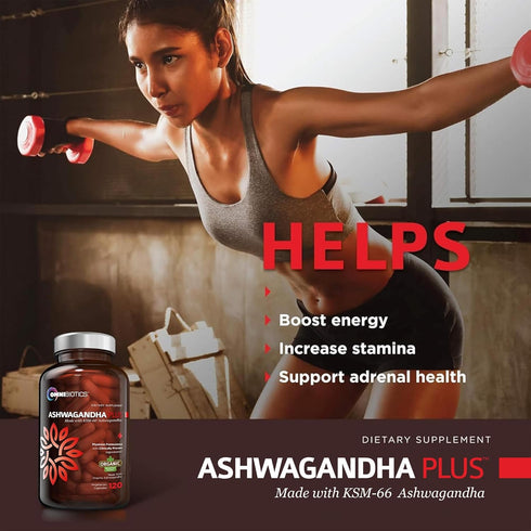 OmniBiotics Organic Ashwagandha Supplement – 1300mg Total Strength, 120 Vegan Capsules for Stress Relief