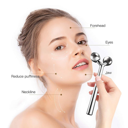 Tekson Facial Roller Massager - 3D Metal Face Massage Tool for Reducing Puffiness, Eye Wrinkles, Anti-Aging, Skin