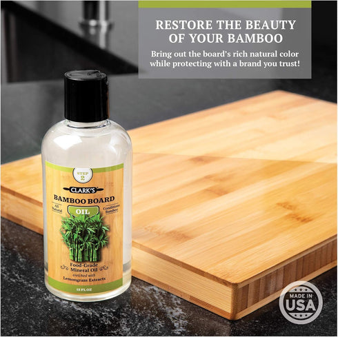 CLARK'S Bamboo Cutting Board Oil - Food Grade Mineral Oil with Natural Lemongrass Extract, 12 Ounces
