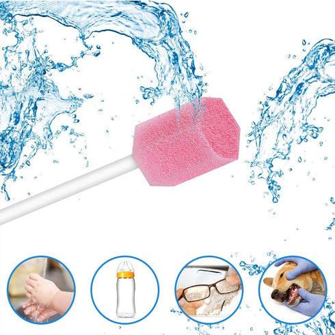 Disposable Oral Swabs, Sterile Dental Sponge Swabsticks, Unflavored, 50 Pack for Mouth or Gum Cleaning