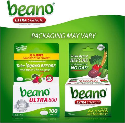 Beano Ultra 800, Gas Prevention and Digestive Enzyme Supplement, 100 Count