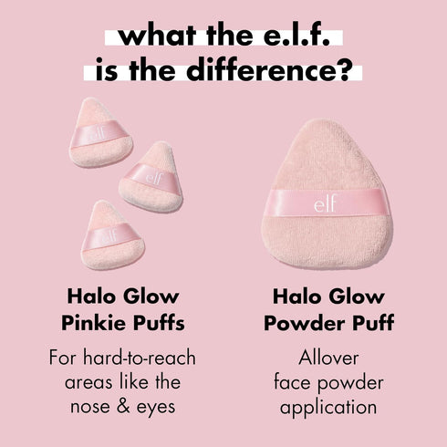 e.l.f. Halo Glow Pinkie Puffs, Mini Finger-sized Puff for Applying Loose & Pressed Powders, Set of 3