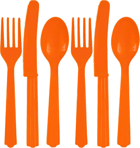 Orange Peel Assorted Plastic Cutlery Set, 24 Count, Durable & Eco-Friendly Party Supplies for Celebrations