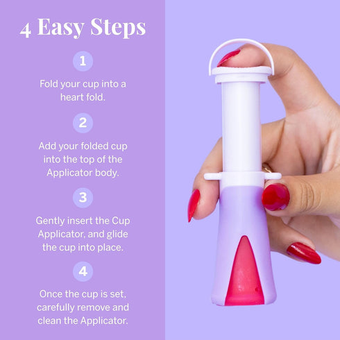Pixie Menstrual Cup Applicator - Inserts Like A Tampon - Every Woman Can Now Use Period Cups - Perfect for Long Nails