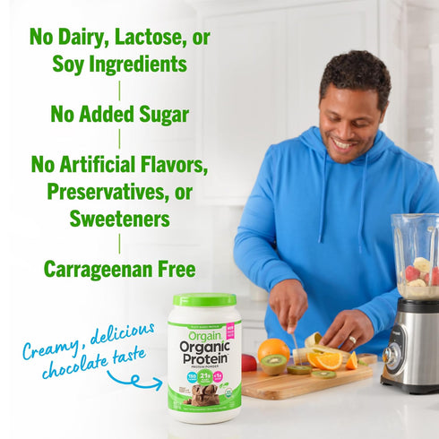 Orgain Organic Vegan Protein Powder - Creamy Chocolate Fudge, 21g Plant Protein, 2.03 lb, Low Net Carb, Non-GMO