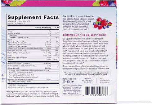 NatureWise Liquid Collagen for Women & Men 4000mg, Collagen Peptides with Biotin, Vitamin C, Mixed Berry
