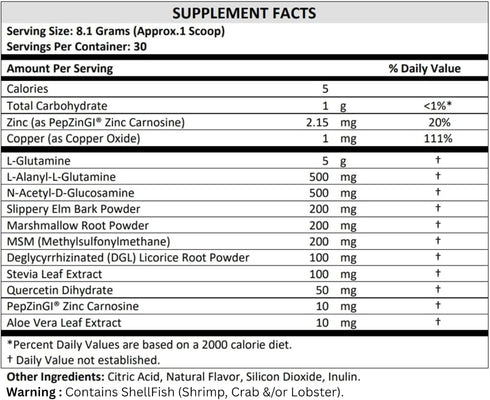 TERRA ORIGIN Healthy Gut Mint Flavor | 30 Servings with L-Glutamine, Zinc, Glucosamine, and More!