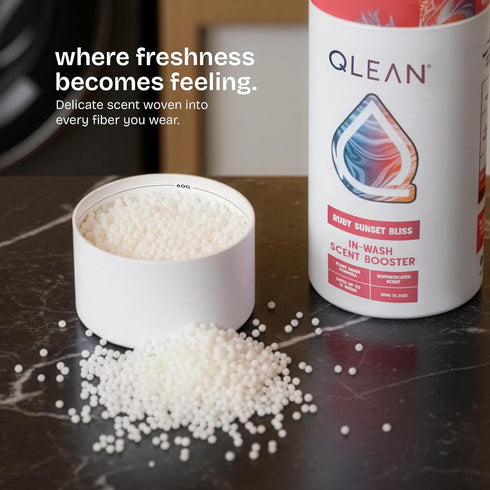 Sunset QLEAN Laundry Scent Booster Ruby Bliss Plant-Based In-Wash Fragrance Beads, Long-Lasting Berry Floral Scent