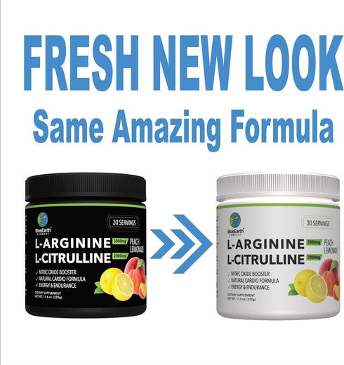 L-Arginine 5000mg + L-Citrulline 2000mg Complex Powder - Nitric Oxide Booster for Heart Health & Energy - 30 Servings