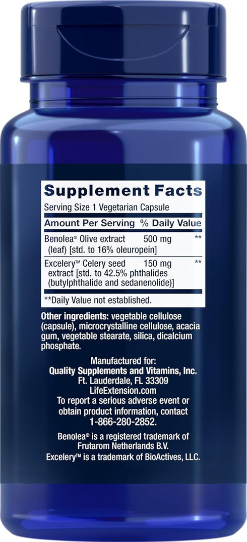 Life Extension Advanced Olive Leaf Vascular Support - Promotes Cardiovascular & Circulatory Health, 60 Vegetarian