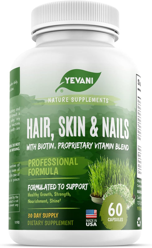 100% Pure Hair, Skin, and Nails Vitamins with Biotin, Super Blend Formula for Radiant Beauty