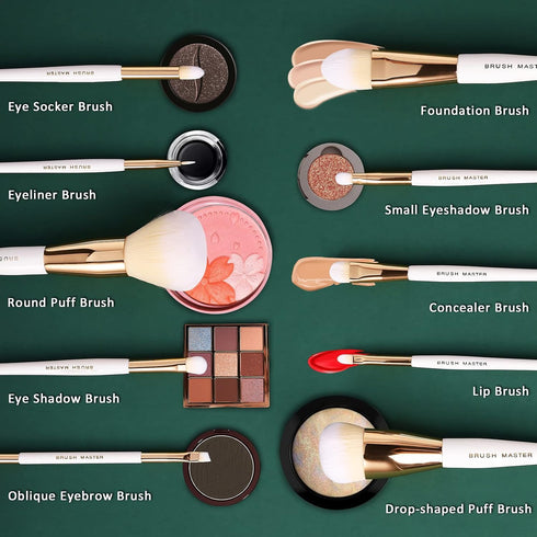 Makeup Brushes Set, 10Pcs Professional Kabuki Foundation Eyeshadow Blush Kit with Holder