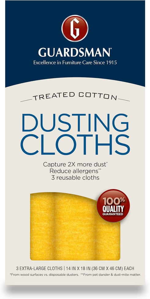 Guardsman Wood Furniture Dusting Cloths, 3 Pre-Treated Cloths, Captures 2x The Dust, No Sprays or Odors 462800