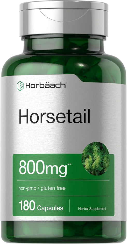 Horbaeach Horsetail Herb Extract Capsules 800mg | 180 Count | Non-GMO, Gluten Free