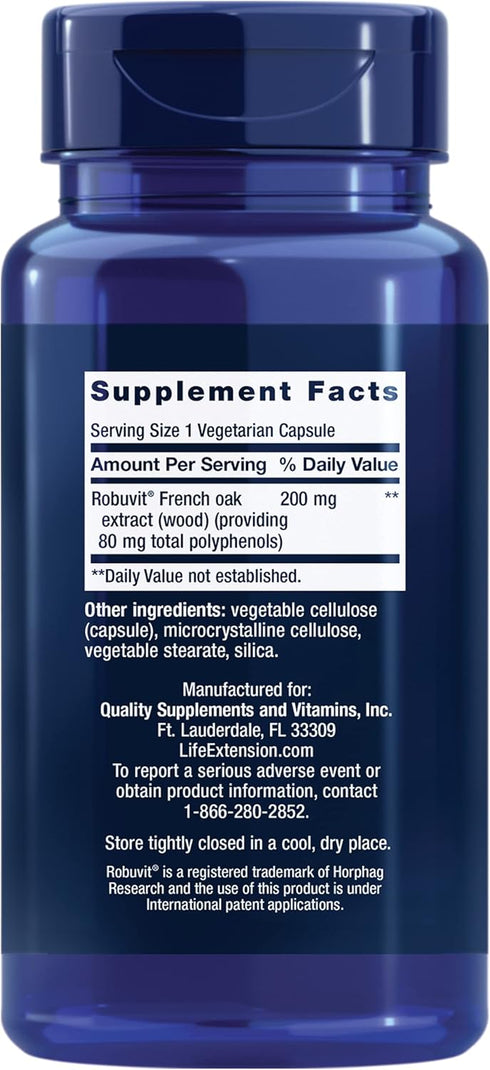 Life Extension Energy Renew, French Oak Extract, Non-GMO, Gluten-Free, Vegetarian, 30 Capsules