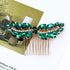 inSowni 7 Pieces Vintage Bridal Wedding Glitter Emerald Green Rhinestone Hair Side Combs and U-shaped Hair Pins