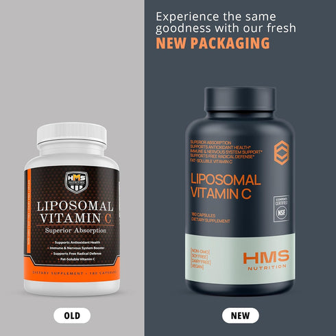 1600mg Liposomal Vitamin C, Fat Soluble VIT C, Higher Bioavailability Immune Support Supplement, 180 Capsules