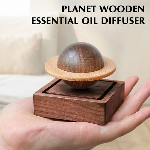 Planet Wooden Essential Oil Diffuser - Walnut Aroma Therapy for Home, Office, Car, Yoga Hall and SPA - Passive Diffuser