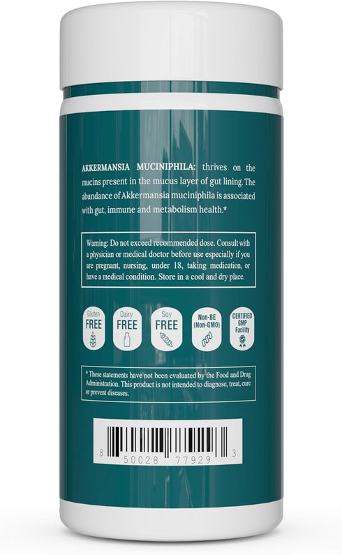 Akkermansia Muciniphila Probiotics | 5 Billion TFU for Digestive Health | Prebiotics & Probiotics for Women & Men | 60