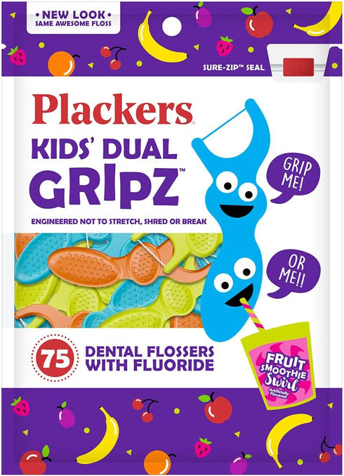 Plackers Kids Flossers Wild Berry Flavor, 75 Count - Packaging May Vary