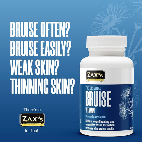ZAX'S Bruise Vitamin, Pharmacist Developed Bruising Supplements, Zinc, Vitamin K, D3, 60 Caps