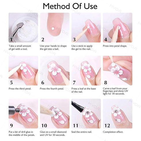 Ownest 12 Colors Sculpture Painting Nail Gel Set, 3D Nail Carved Gel Sculpture Creative Painting Glue