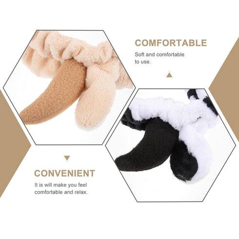 FRCOLOR Animal Spa Headband | 2Pcs Cow Headband | Soft Plush Hairband for Makeup, Face Wash, Cosmetic Shower